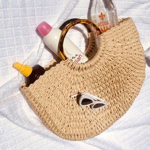 Mallorca Tortoise Handle Straw Tote Bag